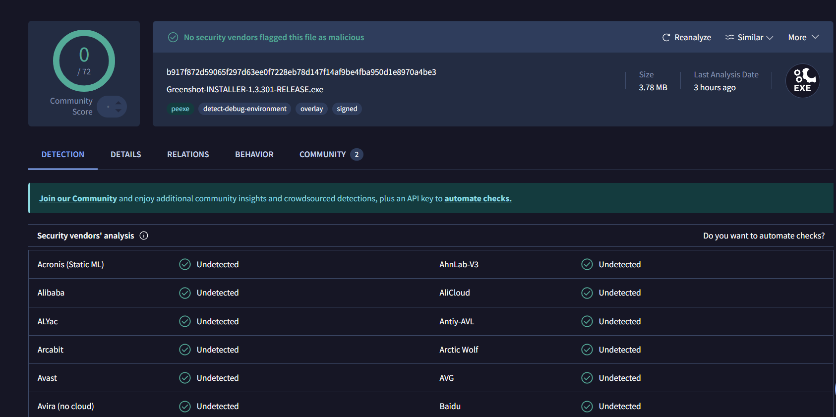 Análisis de seguridad de Greenshot